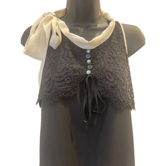 TRICOT Chic Italian womens silk mini dress size 10 black / white - Picture 2 of 15